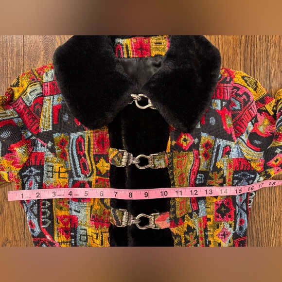 Vintage Country Pacer Tapestry Carpet Womens Coat 70s Boho Size S Flaws - Picture 3 of 12